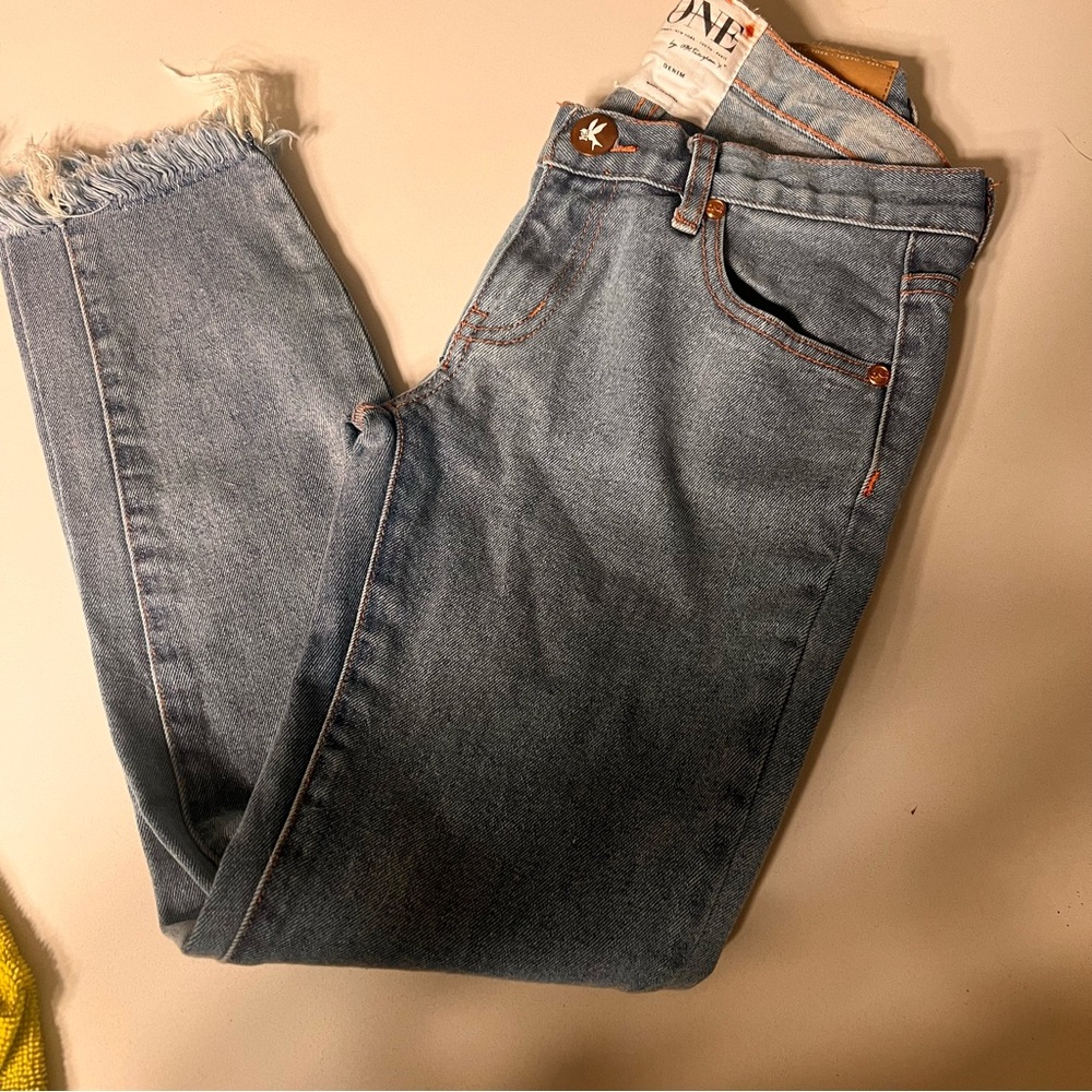 One teaspoon Iggys low waist short rise skinny  Frayed Hem Blue Jeans